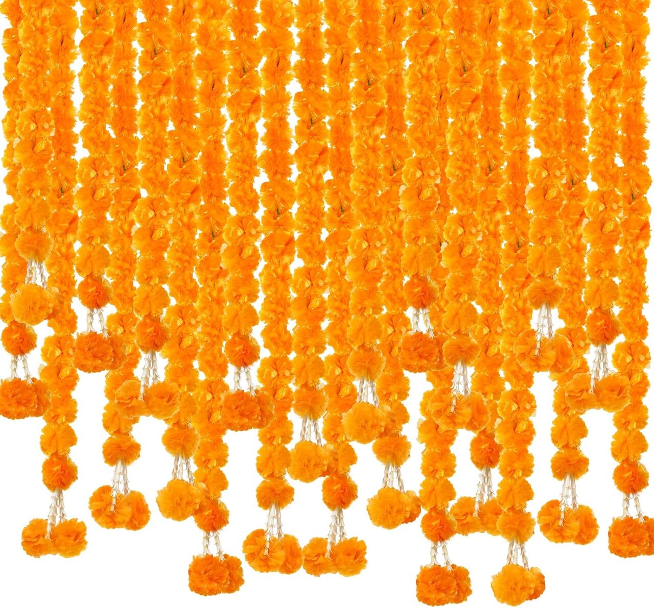 10 Pack Marigold Garland 5 ft Long Artificial Marigold Flowers (Orange)